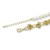 Knotted Link Chain Freshwater Pearl Bracelet Necklace, Sku#EF352