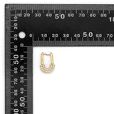 Gold Silver CZ Pearl Lock Huggie Earrings, Sku#B376