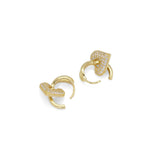 Gold CZ Dangle Heart Huggie Earrings, Sku#Y817