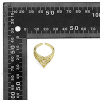 Gold CLear CZ Four Lines Pointed Arrow Adjustable Ring, Sku#LD445