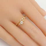 Gold CLear CZ Star Moon Adjustable Ring, Sku#LD449