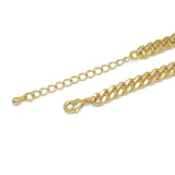 Cuban Link Chain Colorful CZ Heart Necklace, Sku#EF358