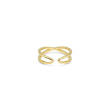 Gold Criss Cross Adjustable Ring, Sku#LX289