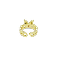 Gold CZ Butterfly On Cuban Link Adjustable Ring, Sku#LD430