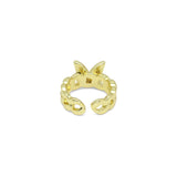 Gold CZ Butterfly On Cuban Link Adjustable Ring, Sku#LD430