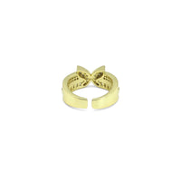 Gold CLear CZ Butterfly Thick Band Adjustable Ring, Sku#LD431