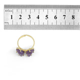 Natural Gemstone CZ Butterfly Adjustable Ring, Sku#FH223