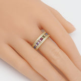 Gold Colorful CZ Band Adjustable Ring, Sku#LX296