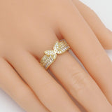 Gold CLear CZ Butterfly Thick Band Adjustable Ring, Sku#LD431