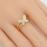 Gold CLear CZ Butterfly Adjustable Ring, Sku#LD434