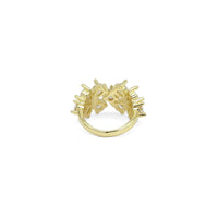 Gold CLear CZ Double Flower Adjustable Ring, Sku#LD438