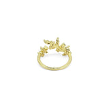 Gold CLear CZ Leaf flower Adjustable Ring, Sku#LD441