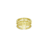 Baguette CLear CZ Three Lines Thick Band Adjustable Ring, Sku#LD443