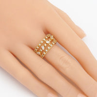 Baguette CLear CZ Three Lines Thick Band Adjustable Ring, Sku#LD443