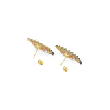 Gold Colorful Baguette CZ Fan Shape Stud Earrings, Sku#LD452