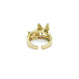 Gold Colorful Baguette CZ Butterfly Adjustable Ring, Sku#LD459