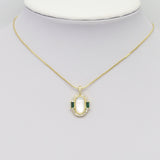 Green CZ Mother of Pearl Oval Charm, Sku#LX304