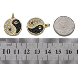 CZ Pave Round Taiji Yinyang Charm, Sku#L708