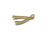 Gold Baguette CZ Wishbone Charm, Sku#LX106