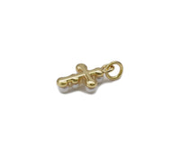 Cute Gold / Silver CZ Pearl Cross Charm, Sku#LD341