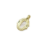 Green CZ Mother of Pearl Oval Charm, Sku#LX304