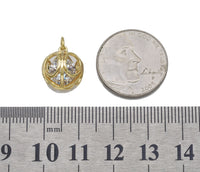 Gold Round Cage Ball Charm with CZ inside, Sku#CP44