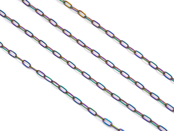 Rainbow Paperclip Small link metal chain, sku#LX112
