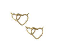 Gold Double Heart Connecter Charm, Sku#LX110