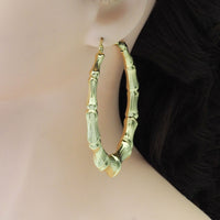 Gold Bamboo Joint Hoop Earrings, Sku#LX317