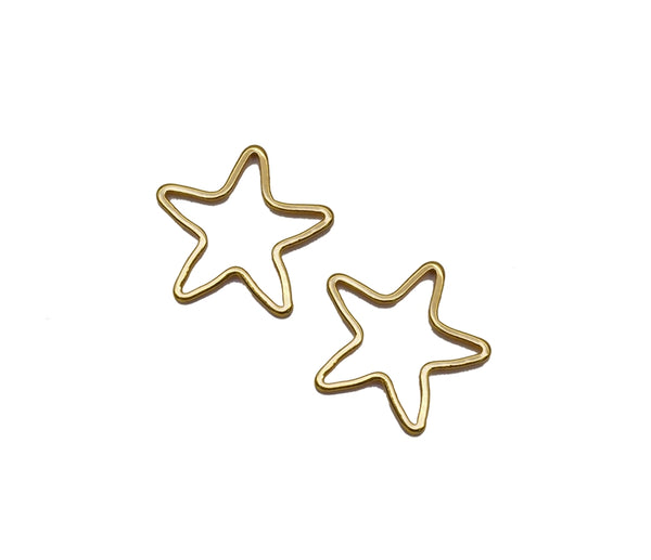 Gold Five Star Frame Shape Charm, Sku#ZX104