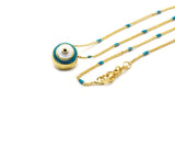 Gold Enamel Evil Eye Chain Necklace, sku#O113