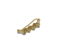 Gold CZ Ear Climber Earrings, Wave Earrings, Sku#B226