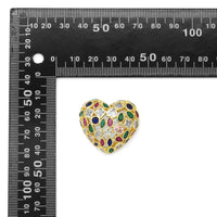 Clear Colorful CZ Gold Puffy Heart Pendant, Sku#LX320