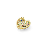 Clear Colorful CZ Gold Puffy Heart Pendant, Sku#LX320