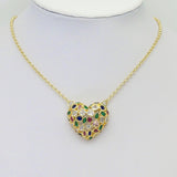 Clear Colorful CZ Gold Puffy Heart Pendant, Sku#LX320