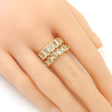 Gold Baguette Rectangle Heart Shape CZ Adjustable Ring, Sku#LX325