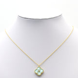 Teal Green Clover Stud Earrings and Necklace set , Sku#FH204