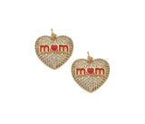 CZ Pave Red Enamel Mom Heart Charm, Mother's day charm, Sku#L716