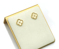 Gold Clover Stud Earrings and Necklace, Sku#FH206