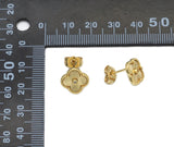 Gold Clover Stud Earrings and Necklace, Sku#FH206