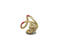 CZ Pave Gold Enamel Drop CZ Adjustable Ring, Sku#O114
