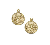 Angel Medallion Gold Coin Charm, Sku#LK756