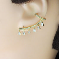 Gold Triangle Dangle Ear Climber, Sku#A115