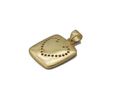 Fuchsia CZ Gold Heart On Square Tag Charm, Sku#LK759