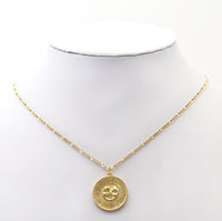 Gold Flower Medallion Gold Coin Charm, Sku#LK755