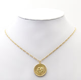Gold Flower Medallion Gold Coin Charm, Sku#LK755