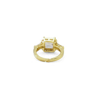 Gold Silver Big Square CZ Adjustable Ring, Sku#A113