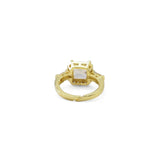 Gold Silver Big Square CZ Adjustable Ring, Sku#A113