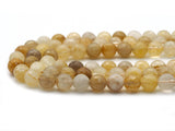Genuine Rutilated Quartz Faceted Round Beads, Sku#U1401