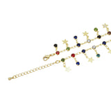 Multicolor Drop Star Gold Link Chain Necklace, Sku#EF354